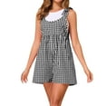 thumbnail image 3 of QATAINLAV Summer Plaid Romper for Women Casual Cute Tie Straps Sleeveless Short Jumpsuit Loose Fit Wide Leg Onesie Shorts Overalls Black XXL Spring Savings, 3 of 7