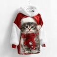 thumbnail image 4 of Craaazy Women's Christmas Hooded Sweatshirt Oversized Warm Long Sleeve Tops Gifts, 4 of 9
