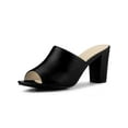 thumbnail image 1 of BLISSFUL STEP Sandales Mules à Talon Bloc à Enfiler pour Femmes Noir 7, 1 of 8