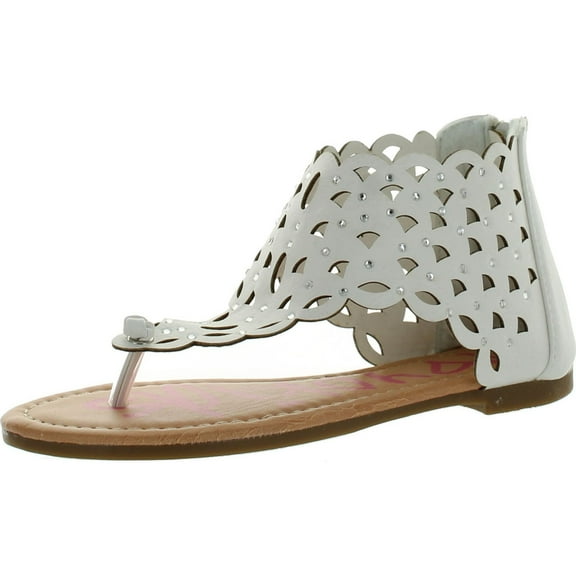 Yokids Karylle-82 Perforated Closed Flat Thong Girls Sandals with Rhinestones
