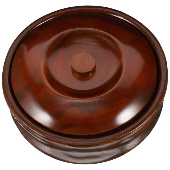 TEHAUX 1Pcs Coffee Color Wood Bowl With Lid For Food Serving 11.8X11.8X3.5In
