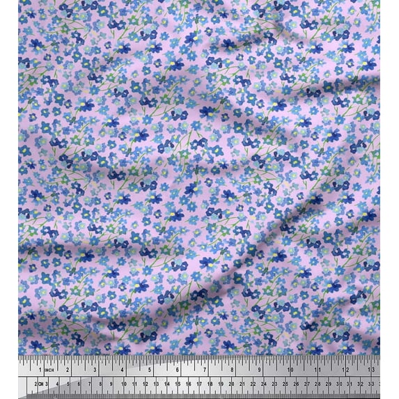 Soimoi Cotton Poplin Fabric Flower Watercolor Print Sewing Fabric Yard 42 Inch Wide