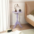 thumbnail image 2 of HLR Round Small End Table Wooden Side Table Pedestal Side Table,Vintage Accent Tables Nightstand, Purple, 2 of 12
