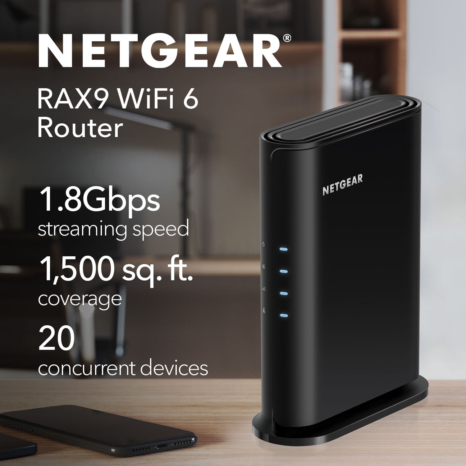 Routeur WiFi 6 NETGEAR RAX9 - Vitesse AX1800 (1,8 Gbit/s), Couvre 90 M², 20 Appareils, Sécurité NETGEAR Armor - 10