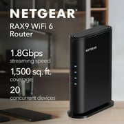 NETGEAR WiFi 6 Router (RAX9) – Security Features, AX1800 Wireless Speed (Up to 1.8 Gbps) - Covers up to 1,500 sq. ft., 20 Devices