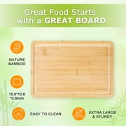 GL-Bamboo Extra Large Bamboo Cutting Board, 15.7 x 10.6 x 0.9 in, Juice Groove