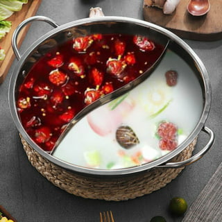 Clay Pot for Cooking Hot Pot,Dual Sided Yin Yang Hot Pot with  Divider,Double-Flavor Yuanyang Hot Pot, Japanese Clay Hot  Pot,Heat-Resistant Ceramic