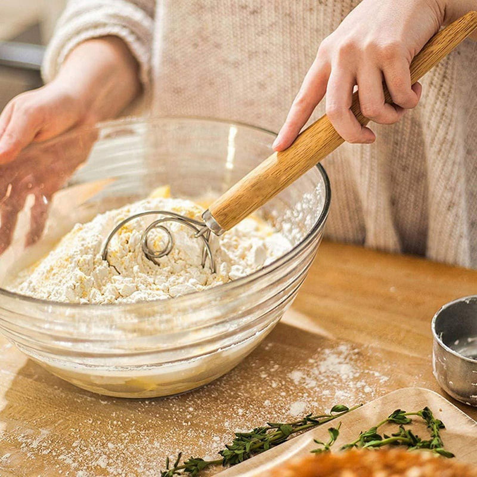 Danish Dough Whisk Food Grade 304 Stainless Steel Hand Mixer Bread Whisk  8.5 Inch Danish Whisk Dough Scraper Baking Tool For Bread Pastry Or Pizza  Dou