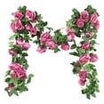 thumbnail image 2 of Deep Pink Artificial Rose Vine – Dusknt Silk Flowers Vine Garlands for Wedding Garden Wall Decoration, Faux Rose Vine for Home & Party, Spring Floral Styling, 2 of 9