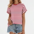 thumbnail image 2 of Spring Tops for Women Fashionable Wide Striped Casual T Shirt Short Sleeve Womens Shirts Red XXL, 2 of 4
