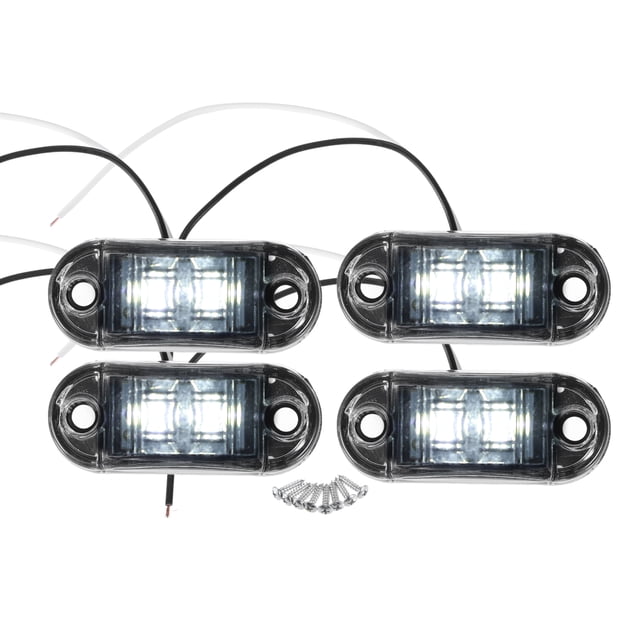 Unique Bargains Luz de marcador lateral delantera trasera 2 LED para camión, caravana, furgoneta, camión, RV, plástico, blanco (juego de 4)