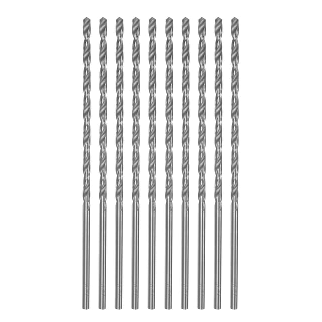 Uxcell 10pack Brocas Extra Largas, Broca HSS de 3.2mm con Acero de Alta Velocidad de 100mm de Longitud para Metal, Madera y Plástico, 3.2mmx120mm