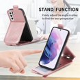 thumbnail image 2 of Zipper Wallet Case for Samsung Galaxy S22 5G, PU Leather [Card Holder Slot Handbag] with Adjustable Kickstand Flip Phone Cover for Samsung Galaxy S22 5G SDLL Rose Gold, 2 of 7