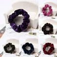 thumbnail image 2 of Ruanlalo Velvet Cloth Elastic Hair Scrunchie Band Ring Women Girls Ponytail Holder Wine Red, 2 of 6
