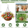 thumbnail image 5 of Artificial Hanging Flowers in Basket,Fake Daisy Plants Arrangement,inch Coconut Lining Basket Hanging Plant,Outdoor Indoor Patio Lawn Garden Porch Spring Decor (Dark Purple), 5 of 5