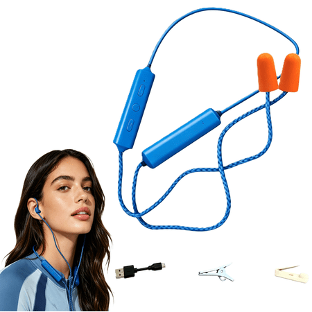 Earplugs for Work, Noise Suppression Ear Plugs Earphone, Headphones with Mic and Controls for Running, Working, Construction Sites, Noisy Places(RL Blue)
