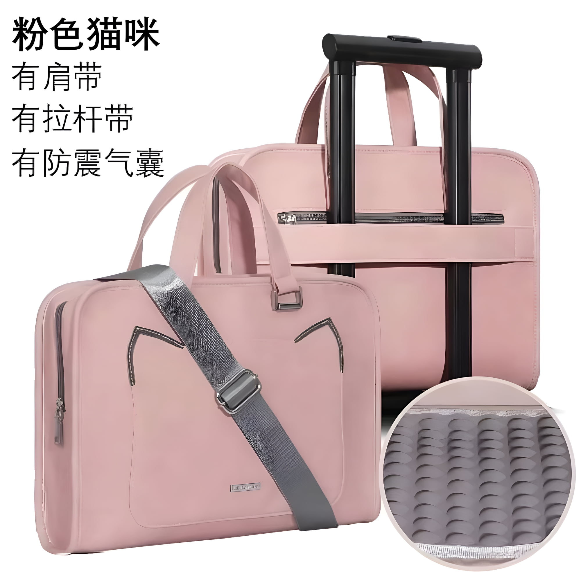 GASTROPOD 2026 New Rolling Computer Bag Laptop Tote Women Pink Pu 1Pack Portable for Office School and Travel for Work Commuting Business Trips Meetings