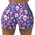 thumbnail image 2 of Susaid mushroom rainbow color Skull Print Intensify Workout Shorts for Women Seamless Scrunch Short Gym Yoga Running Sport Active Exercise Fitness Shorts-Large, 2 of 8