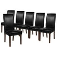 thumbnail image 2 of Emma + Oliver Six Mid-Century Black Faux Leather Parsons Chairs and Mahogany Finished Hardwood Frame for Kitchen, Dining Room & More, 2 of 13