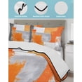 thumbnail image 4 of Quilts Full Size, Burnt Orange Grey Oil Painting Soft Comforter Bedding Set for Bed, Abstract Modern Geometric Lightweight Quilted Bedspread with Pillow Cover(2 Pieces) for All Season, 78x90 Inch, 4 of 6