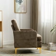 thumbnail image 2 of Accent Chair, Modern Cut Pile Thick Cushion Upholstered Single Sofa Chair Armchair with Storage Side Pocket and Golden Metal Legs, Comfy Leisure Lounge Chair for Bedroom Office, Apartment, Brown, 2 of 7