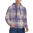 thumbnail image 2 of Uemuo Purple Floral Gingham Check Plaid Pattern Men's Hoodie - Casual Pullover Hoodie with Kangaroo Pocket, Stylish Hooded Sweatshirt for Everyday Wear-Small, 2 of 7