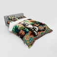 thumbnail image 2 of Ambesonne Cat Bedding Set 4 Pcs, Painting Boho Cozy Scene Kitty, Calking, Jade Green Grey Orange, 2 of 2