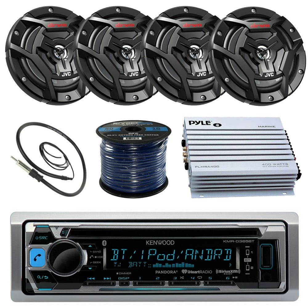 Kenwood KMRD372BT Marine Boat Radio Stereo CD Player Receiver Bundle