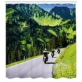 thumbnail image 3 of Ambesonne Digital Shower Curtain, Bike Riders on Mountain, 69"Wx75"L, Hunter Green, 3 of 3