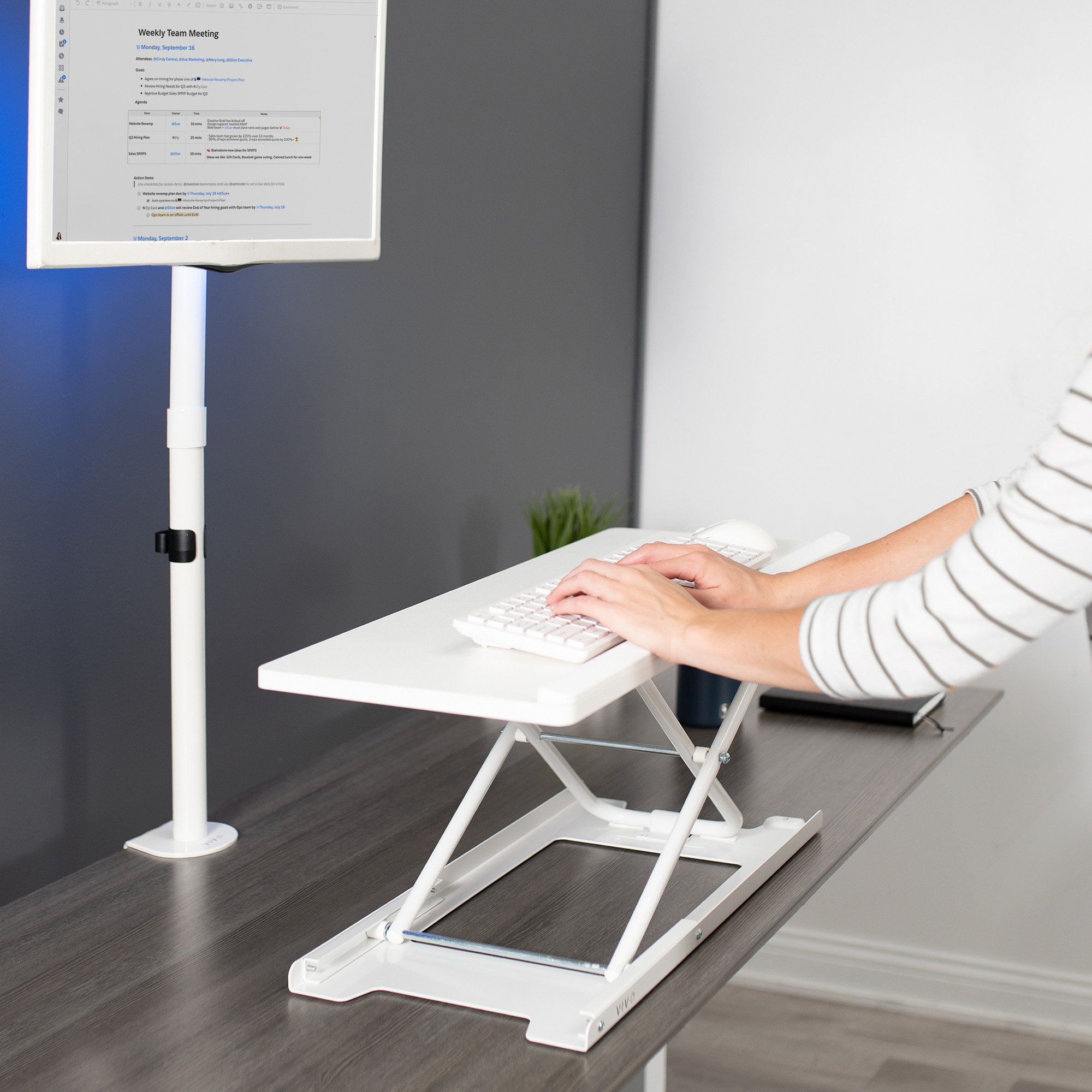 VIVO White Ergonomic Heavy-Duty Scissors Lift Keyboard and Mouse Riser 27"