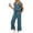 Blue, variant on Women's Side Slit Lounge Sets 2 Piece Outfits V Neck Fashion Tracksuit Sweatsuit and Wide Leg Loungewear Pant