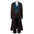 thumbnail image 3 of Hulanddfd Mens Coat Gothic Long Trench Coat, Stand Collar Double Breasted Outerwear with Silver Buttons, Vintage Wear, 3 of 8