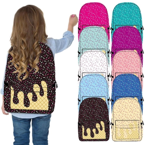 CoreLiving Ice Cream Backpack Cute Casual Shoulder Bag Large Capacity Lightweight Daypack with Side Pockets for Women Men Travel Hiking Camping Blue