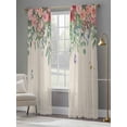 thumbnail image 4 of Watercolor Roses Sheer Curtains 96 Inch Length 2 Panels Set, Spring Flowers Leaves Butterflies Beige Voile Window Treatment Semi Sheer Long Curtains Drapes for Bedroom/Living Room/Kitchen 52"x96"x2, 4 of 7