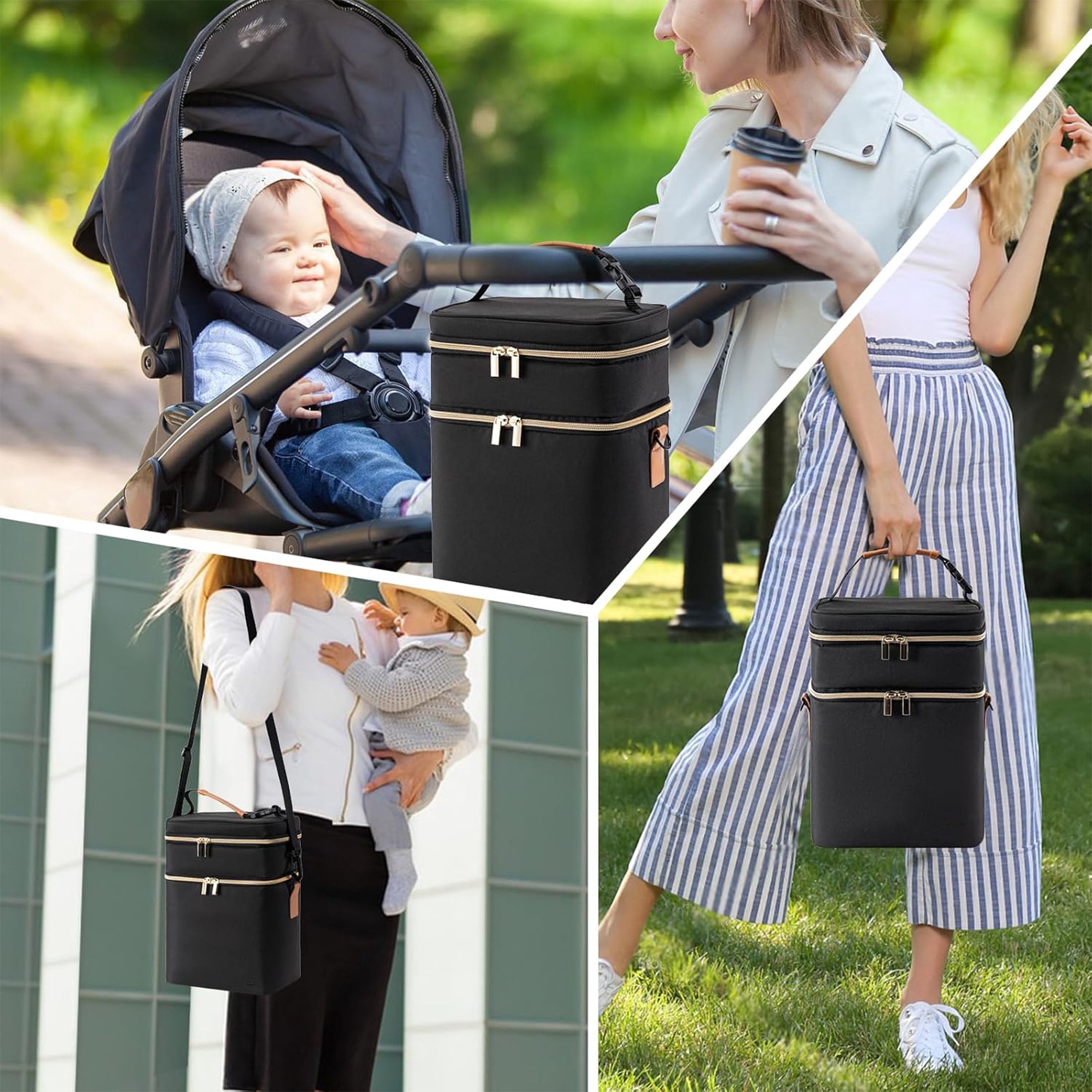 Breast Milk Cooler Travel Bag with Ice Pack,Fits 6 Baby Bottles Up to 9 Ounce,Insulated Baby Bottle Tote Bags,Double Layer Waterproof Leak-Proof with Shoulder Strap for Nursing &Working Mom