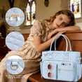 thumbnail image 3 of Large Bible Tote Bags with Bible Cover Case for Women, Quilted Carrying Case with Handles Shoulder Strap, Bible Study Supplies Accessories Christian Gifts for Women (Blue), 3 of 9