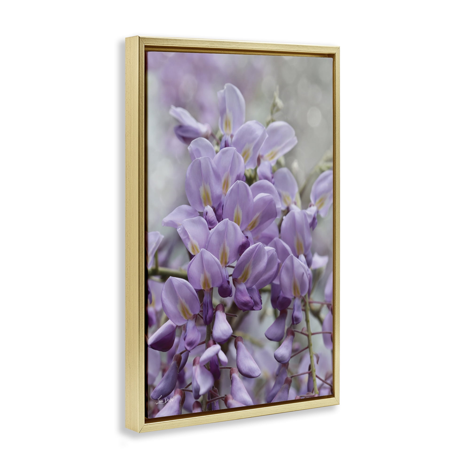 Stupell Industries Purple Orchid Petals Plants & Flowers Photography Gold Floater Framed Canvas Art Print Wall Art, 21 x 31