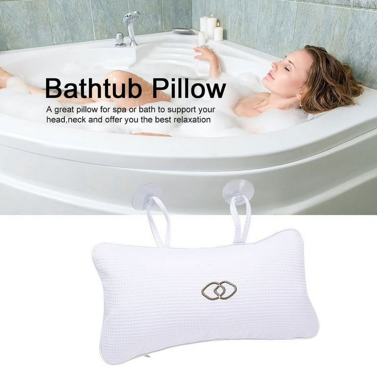 Yaoping Bath Pillow, Bathtub Pillow with Suction Cups, Non-Slip Bathroom Cushion Inflatable Bathroom Pillow for Headrest and Neck Support