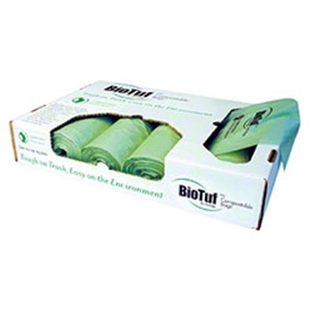 HER Y9460YER01 Bio Tuff Compostable Trash Can Liner, 64 gal, Green