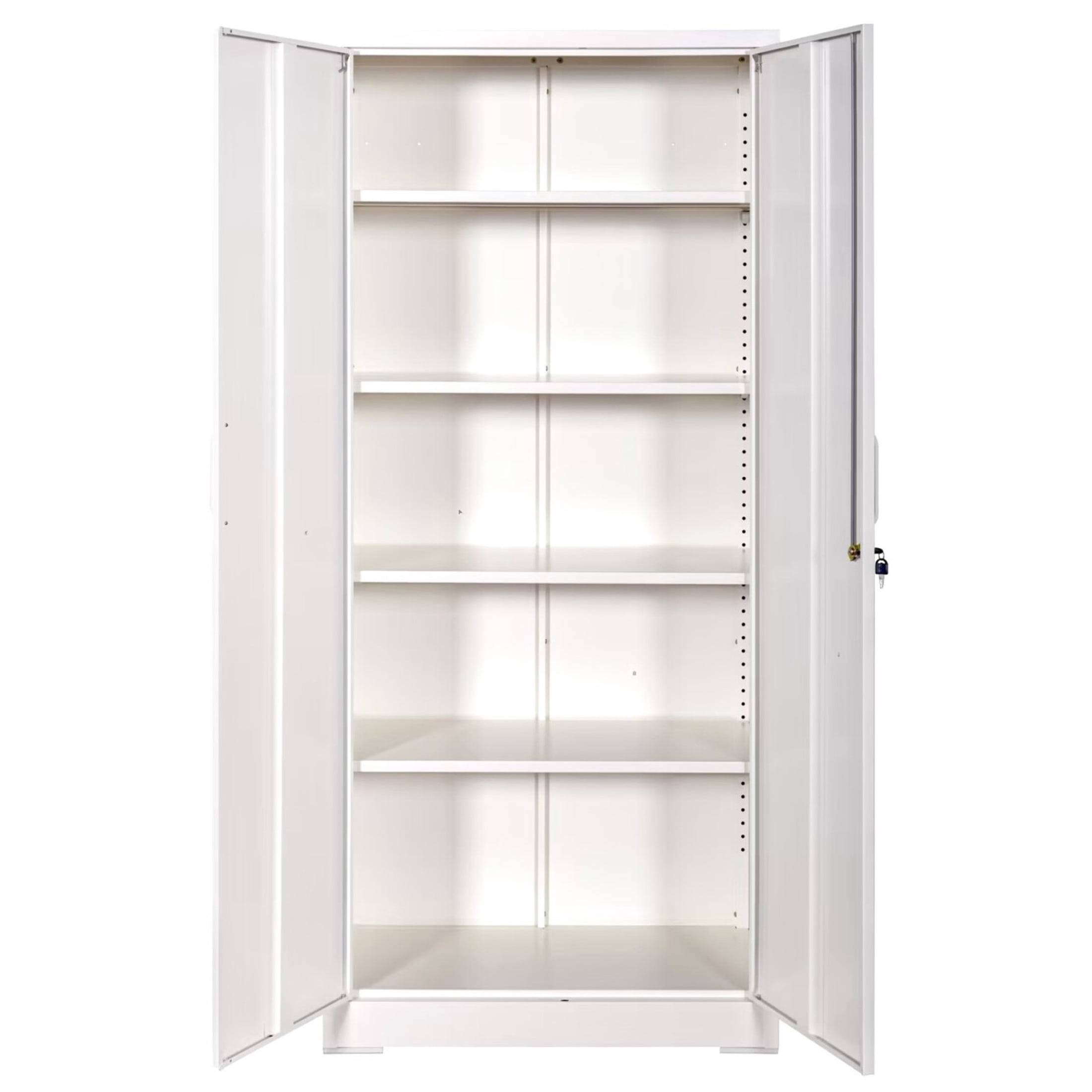 GDF Studio 71" Heavy-Duty Metal Storage Cabinet with Locking Doors & 4 Adjustable Shelves, Cream White