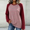 thumbnail image 6 of VBVC Women's Striped Raglan Sleeve Long Sleeve Top , Ladies' Color Block Crew Neck Shirt , Casual Baseball Tee Pullover For Women, S-2XL, 6 of 6