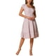 thumbnail image 4 of Vestido Midi de Verano para Mujer Inspire Chic, Cuello Cuadrado, Manga Corta, Estilo Boho, Floral, L, Púrpura, 4 of 5