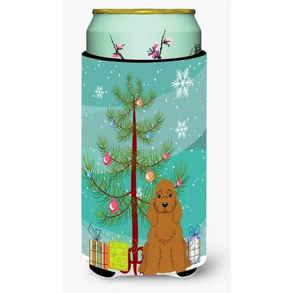 Carolines Treasures BB4220TBC Merry Christmas Tree Cocker Spaniel Red Tall Boy Beverage Insulator Hugger