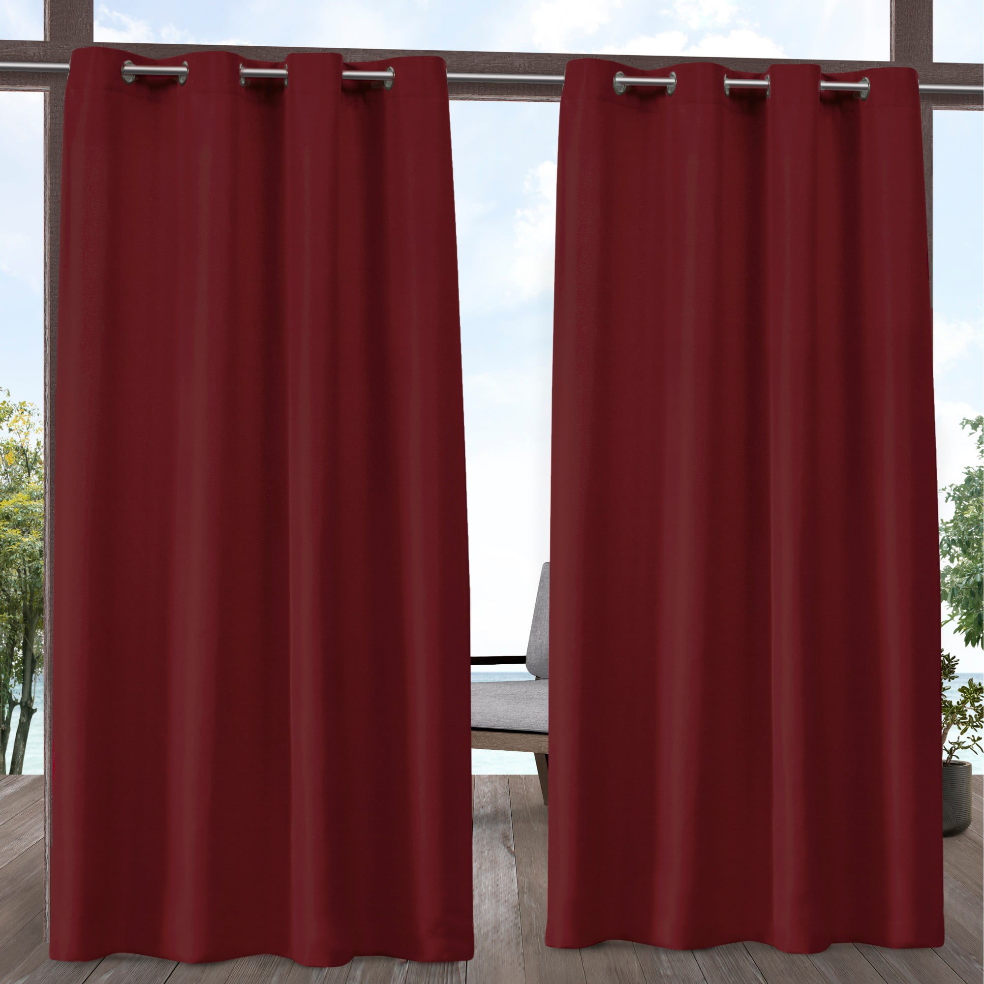 Exclusive Home Curtains Indoor/Outdoor Solid Cabana Grommet Top Curtain