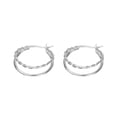 thumbnail image 2 of Linyer Women Fashion Double-Layer Personality Silver Color Metal Line Hoop Earrings Retro Jewelry Geometric Gifts Party, 2 of 8