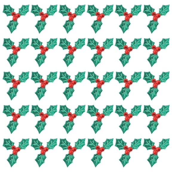 Uonlytech Christmas Appliques Cloth Green Red Gold Silver 100Pcs 1.4X1.2X0.08In