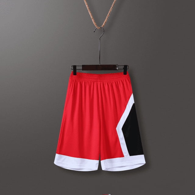 Shorts de Basketball pour Hommes avec Poches, Shorts de Sport en Maille Respirants/évacuant l'Humidité Rouges