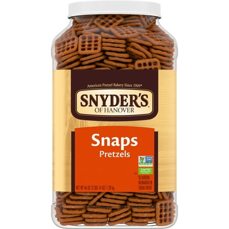 Best by 06/14/2025)Snyder s of Hanover Pretzel Snaps  46 oz Canister