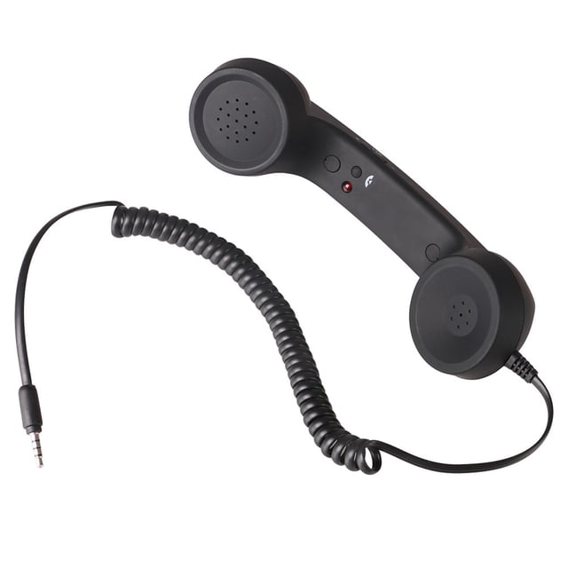SUTENGDA Combiné de Cellulaire Rétro Récepteurs Anti-Radiation 3.5MM pour iPhone Android Rétro Combiné Rétro Récepteur Rétro Noir