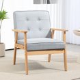 thumbnail image 2 of HOMCOM Fabric Accent Chair, Tufted Armchair for Living Room with Wood Legs, 2 of 10